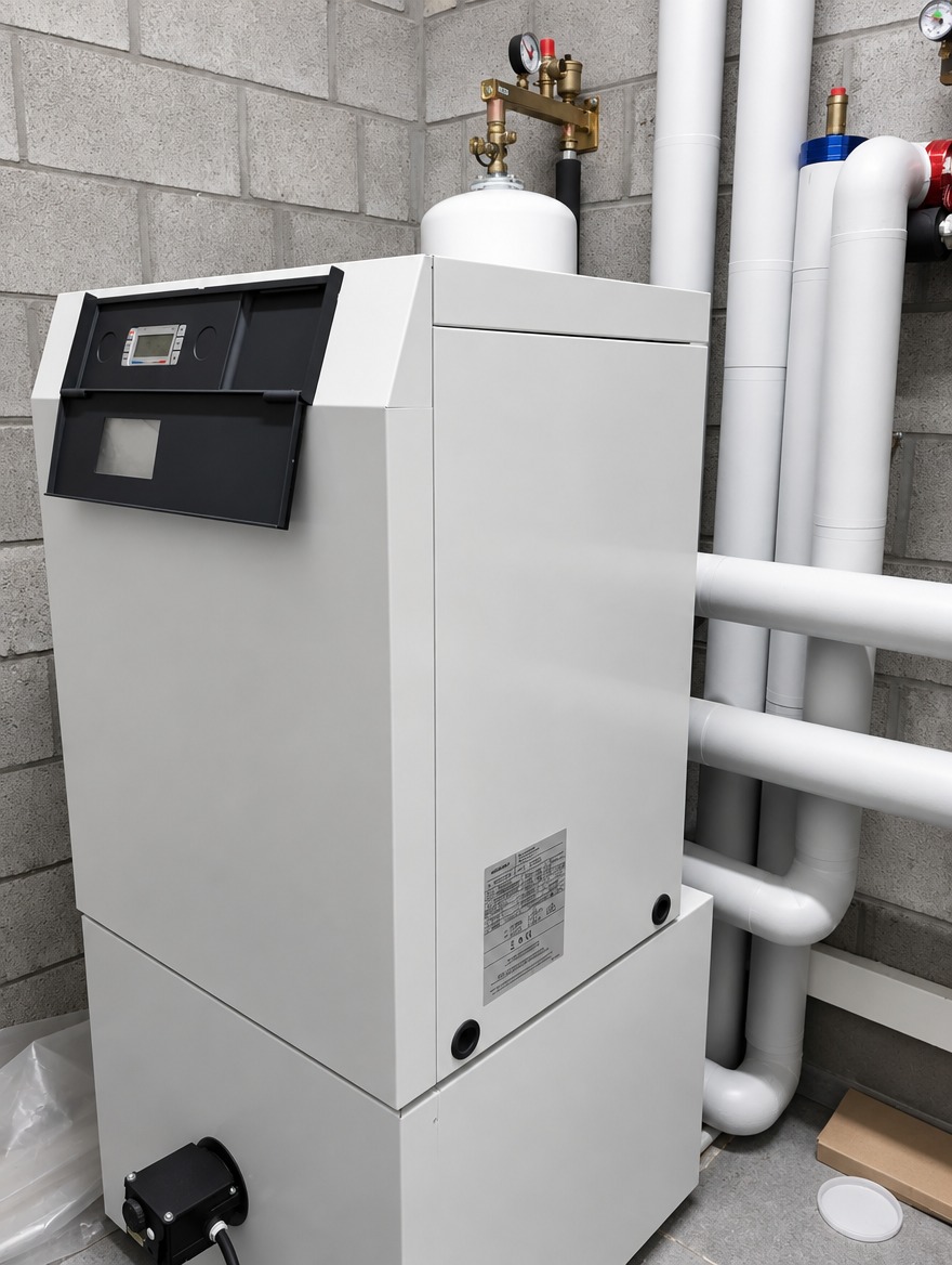 Pompe à chaleur eau glycolée/eau (sol-eau) Weishaupt avec boiler WAS 300, installation Confort Willem