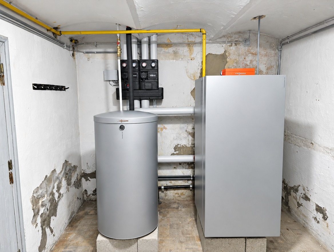 Chaudière gaz à condensation Viessmann Vitocrossal 300 24 kW avec boiler Vitocell 160 L, installation Confort Willem